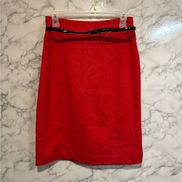 NEW H&M Red Belted Women's Pencil Skirt Size 8 - Picture 1 of 9